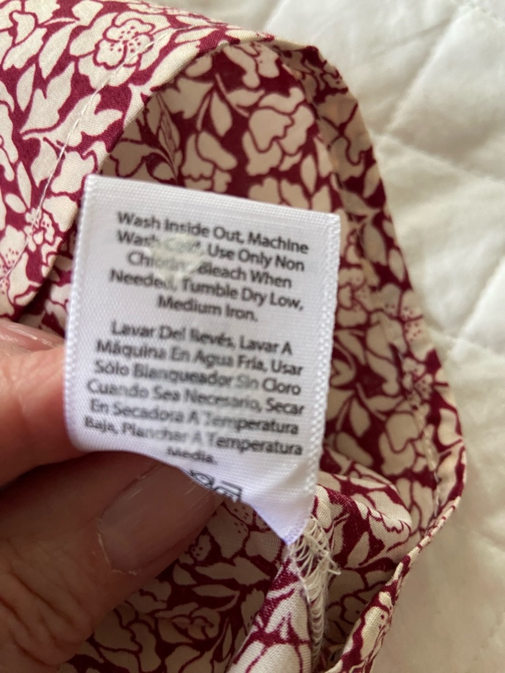 Time and Tru Burgundy and Cream Floral 3/4 Sleeve Peasant Blouse Size Medium - Picture 6 of 15